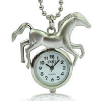 Watch Necklace, Zinc Alloy, with iron chain & Glass, Horse, platinum color plated Approx 23 Inch 