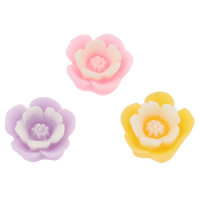 Resin Flower Cabochon, flat back & layered & solid color, mixed colors 