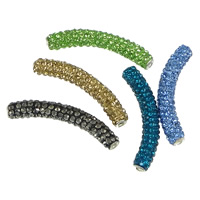 Brass Curved Tube Beads, with Rhinestone Clay Pave, plated, with 140 pcs rhinestone Approx 2mm 