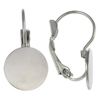 Stainless Steel Lever Back Earring Component, Flat Round, plated 