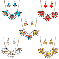 Statement Jewelry Sets, Zinc Alloy, earring & necklace, with Crystal, with 1.9Inch extender chain, gold color plated, twist oval chain & faceted & with rhinestone nickel, lead & cadmium free, 48mm Approx 20.4 Inch 
