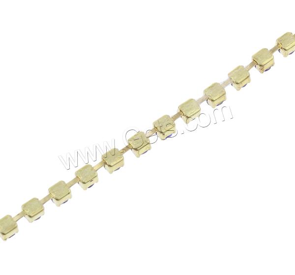 Brass Rhinestone Cup Chain, plated, different size for choice & with rhinestone, more colors for choice, lead & cadmium free, Sold By m