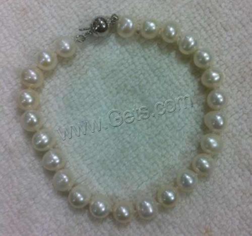 Bracelets de perles, perle d'eau douce cultivée, argent pur fermoir, Rond, naturel, styles différents pour le choix, plus de couleurs à choisir, 7-8mm, Longueur:Environ 7.5 pouce, Vendu par brin