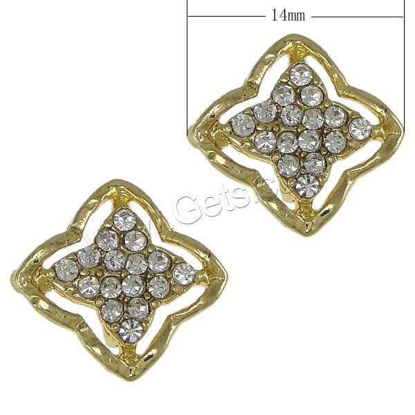 2 Hole Zinc Alloy Button, Flower, plated, with rhinestone, more colors for choice, nickel, lead & cadmium free, 14x14x6mm, Hole:Approx 2.5mm, Sold By PC