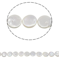 Pièce de culture des perles d'eau douce, perle d'eau douce cultivée, pièce de monnaie, naturel, blanc, 18-20mm Environ 0.8mm Environ 15.7 pouce, Vendu par brin