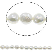 Perlas Cultivadas Nucleadas de Agua Dulce, Patata, natural, Blanco, 8-10.5mm, agujero:aproximado 0.8mm, longitud:aproximado 5 Inch, Vendido por Sarta