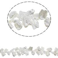 Perles de nacre de culture d'eau douce Biwa, perle d'eau douce cultivée, Pipa, naturel, blanc, 17-23mm Environ 0.8mm Environ 15.7 pouce, Vendu par brin
