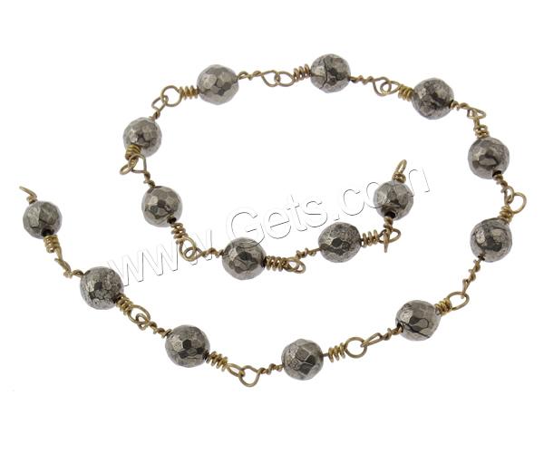Non- magnetische Hämatit Perlen Kette, mit Messing, rund, verschiedene Größen vorhanden & facettierte, originale Farbe, frei von Nickel, Blei & Kadmium, verkauft von PC
