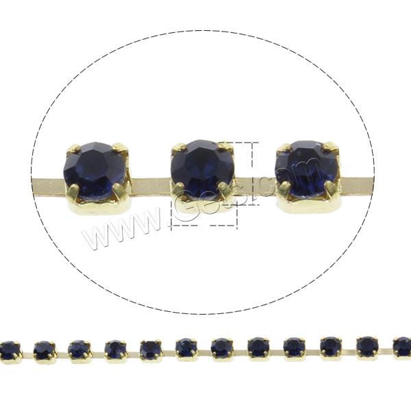 Brass Rhinestone Claw cadena, metal, chapado, diverso tamaño para la opción & con diamantes de imitación, más colores para la opción, libre de plomo & cadmio, Vendido por m