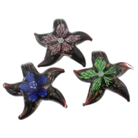 Inner Flower Lampwork Pendants, Starfish, handmade, gold foil Approx 