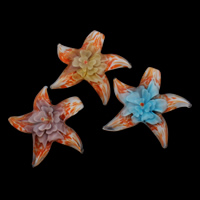 Colgantes de cristal de flor interior, Cristal de murano, Estrella de Mar, hecho a mano, más colores para la opción, 48x44x14mm, agujero:aproximado 6x8mm, Vendido por UD