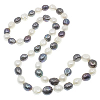 Natural Freshwater Pearl Long Necklace, Baroque, two tone, 12-13mm Approx 29 Inch 