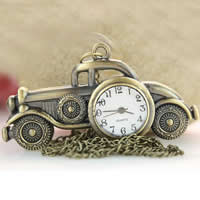 Uhr-Halskette, Zinklegierung, mit Glas, chinesische Bewegung, Auto, plattiert, Twist oval, Länge:ca. 31 ZollInch, verkauft von Strang