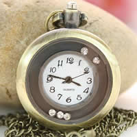 Uhr-Halskette, Zinklegierung, mit Zinklegierung Zifferblatt, Länge:ca. 31 ZollInch, verkauft von Strang