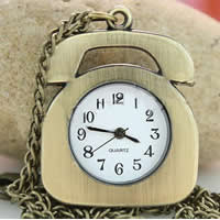 Uhr-Halskette, Zinklegierung, mit Zinklegierung Zifferblatt, Telefon, Länge:ca. 31 ZollInch, verkauft von Strang