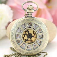 Ожереловые наручные часы, цинковый сплав, Плоская круглая форма, 48mm, длина:Приблизительно 31 дюймовый, продается Strand