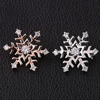 Christmas Jewelry Brooch , Zinc Alloy, Snowflake, plated, with rhinestone, mixed colors, nickel, lead & cadmium free 