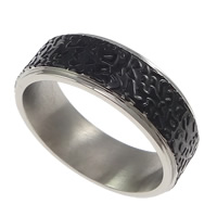 Нержавеющая сталь Человек палец кольцо, Нержавеющая сталь 304, эмаль, черный, 8mm, размер:11, продается PC