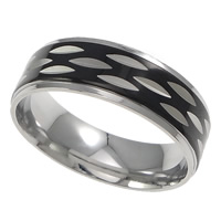 Men Stainless Steel Ring in Bulk, 304 Stainless Steel, enamel, black, 8mm, US Ring 