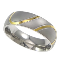 Stainless Steel Finger Ring, 304 Stainless Steel, plated, two tone, 7mm, US Ring 