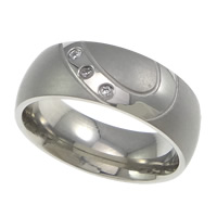 Anilo de dedo de acero inoxidable, acero inoxidable 304, con diamantes de imitación, color original, 7mm, tamaño:6, Vendido por UD