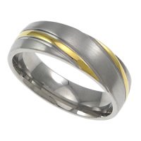 Stainless Steel Finger Ring, 304 Stainless Steel, plated, two tone, 6mm, US Ring 