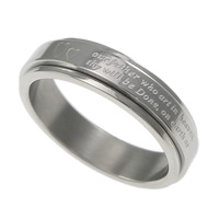 Men Stainless Steel Ring in Bulk, 304 Stainless Steel, with letter pattern, original color, 5mm, US Ring 