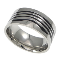 Men Stainless Steel Ring in Bulk, 304 Stainless Steel, enamel, black, 10mm, US Ring 