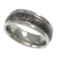 Нержавеющая сталь Человек палец кольцо, Нержавеющая сталь 304, эмаль, черный, 8mm, размер:9, продается PC