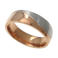 Stainless Steel Finger Ring, 304 Stainless Steel, plated, two tone, 6mm, US Ring 