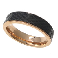 Men Stainless Steel Ring in Bulk, 304 Stainless Steel, rose gold color plated, enamel, black, 6mm, US Ring 