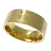 Stainless Steel Finger Ring, 304 Stainless Steel, gold color plated, 8mm, US Ring 