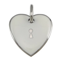 Stainless Steel Heart Pendants, 304 Stainless Steel, enamel, white Approx 7mm 