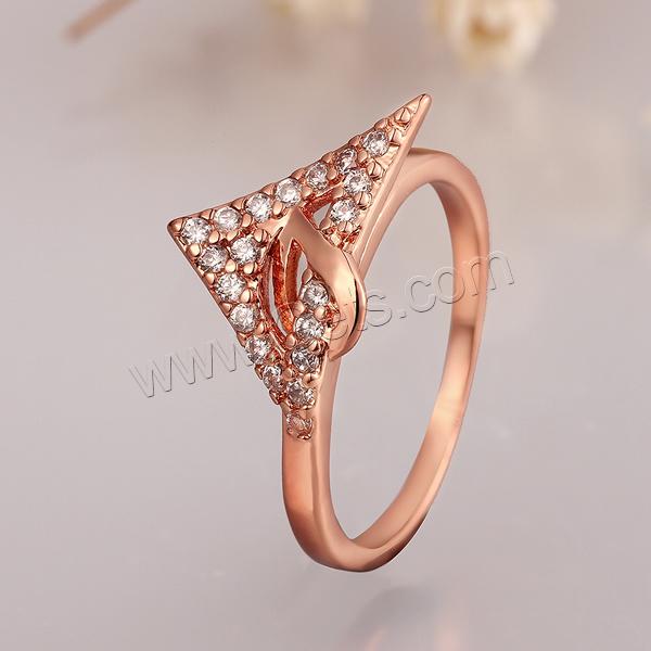 Brass, Triangle, real rose gold plated, different size for choice & micro pave cubic zirconia, 11mm, Sold By PC