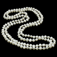 Naturel perles d'eau douce Sautoir, perle d'eau douce cultivée, Baroque, blanc, 9-10mm Environ 55 pouce, Vendu par brin