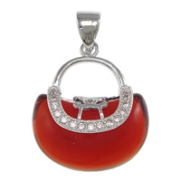 Cubic Zirconia Micro Pave Brass Pendant, with Glass, Handbag, plated, micro pave cubic zirconia Approx 