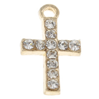 Zinc Alloy Cross Pendants, rose gold color plated, with rhinestone, nickel, lead & cadmium free Approx 1mm 