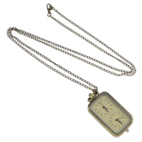 Watch Necklace, Zinc Alloy, with Glass, Rectangle, plated, twist oval chain 2mm Approx 30 Inch 