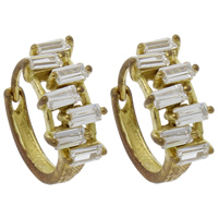 Brass Huggie Hoop Earring, plated, with cubic zirconia nickel, lead & cadmium free 
