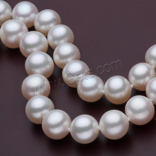 Natural Freshwater Pearl Necklace, brass bayonet clasp, Round, different length for choice, more colors for choice, Grade AAAA, 9-10mm, Sold By Strand