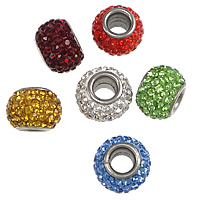 Rhinestone Clay Pave Beads, Stainless Steel, with Clay Pave, Rondelle, with 86 pcs Czech rhinestone Approx 4mm 