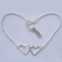 Collar de la joyería de plata esterlina, plata de ley 925, Corazón, cadena de la bola, 12mm,1mm, longitud:7.5 Inch, Vendido por Sarta