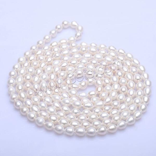 Natural Freshwater Pearl Long Necklace, Rice, different length for choice, white, 7-8mm, Sold By Strand