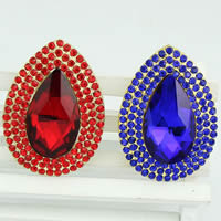 Crystal Brooch, Zinc Alloy, with Crystal, Teardrop, plated, faceted & with rhinestone, mixed colors, nickel, lead & cadmium free 