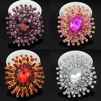 Crystal Brooch, Zinc Alloy, with Crystal, Flower, plated, faceted & with rhinestone, mixed colors, nickel, lead & cadmium free 