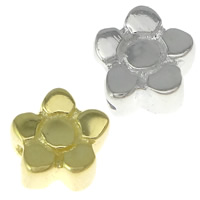 Sterling Silber Flache Perlen, 925 Sterling Silber, Blume, plattiert, 5 Blütenblatt, keine, 5x5x3mm, Bohrung:ca. 1mm, verkauft von PC