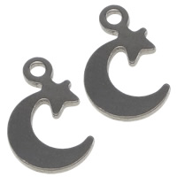 Stainless Steel Extender Chain Drop, 304 Stainless Steel, Moon and Star, machine polishing, original color Approx 1mm 
