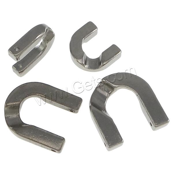 Stainless Steel Jewelry Findings, 304 Stainless Steel, Letter U, machine polishing & different size for choice, original color, Hole:Approx 0.5mm, Sold By PC