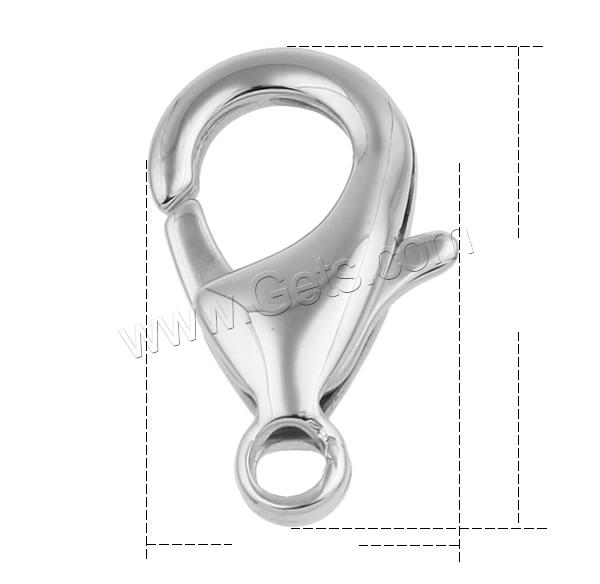 Stainless Steel Lobster Claw Clasp, different size for choice, original color, Hole:Approx 3mm, Sold By PC