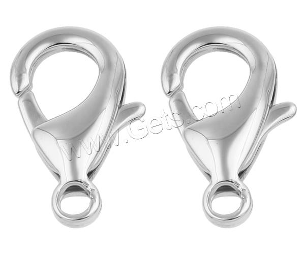 Stainless Steel Lobster Claw Clasp, different size for choice, original color, Hole:Approx 3mm, Sold By PC